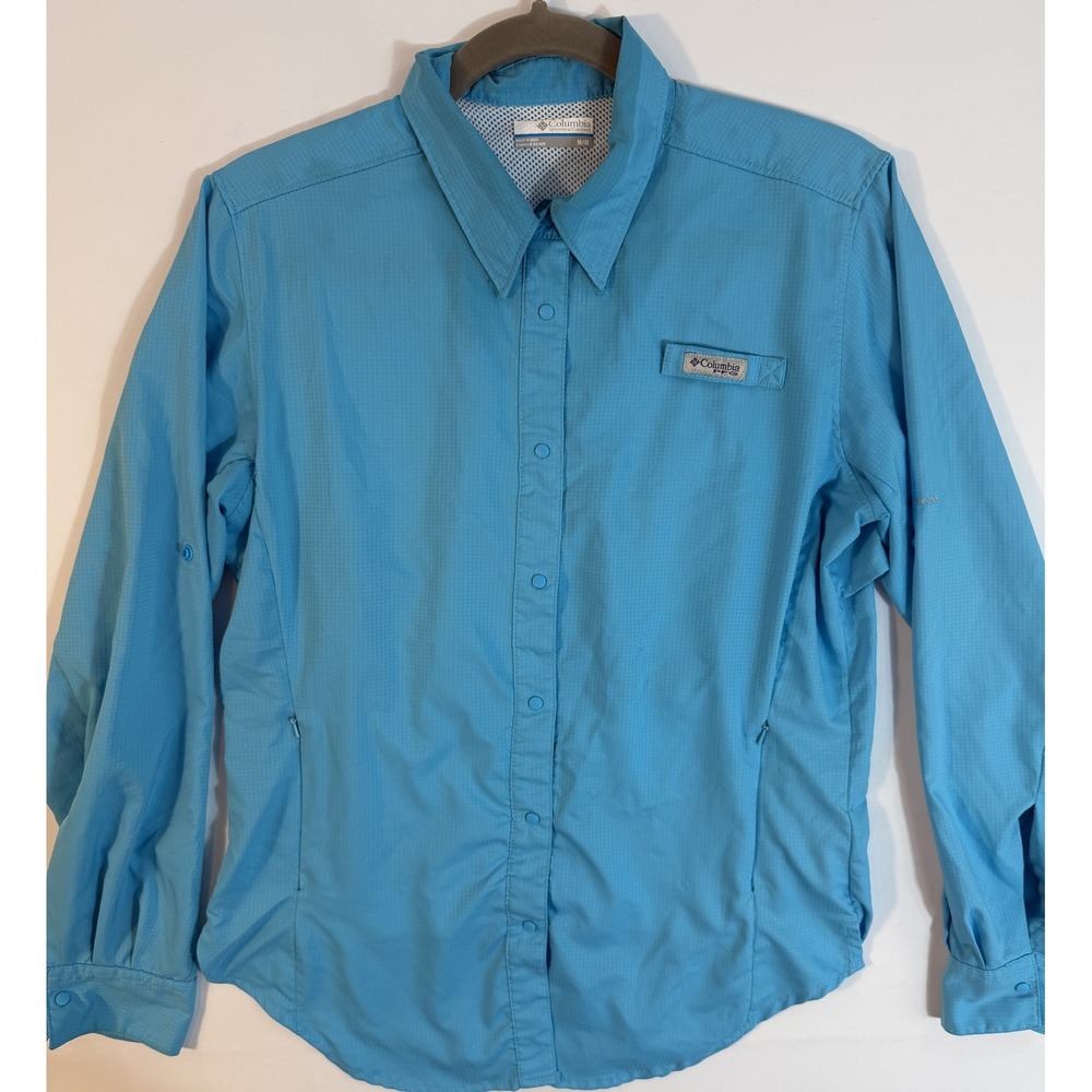 Columbia PFG Shirt Women Medium Blue Excellent Tamiami II Long Sleeve Vented